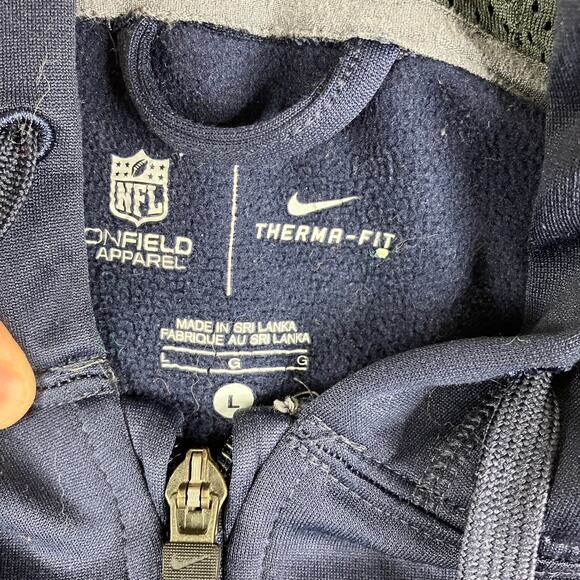 Nike Hoodie Mens Size L Navy Chicago Bears Therma-Fit Full Zip NFL Sweatshirt - Picture 4 of 7